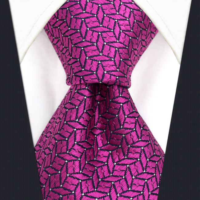 F11 Pink Geometric Neckties for Men Hanky Set Wedding Fashion Xlong ...